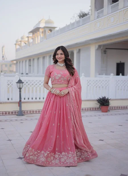 KA 5063 Fendi Silk Heavy Work Lehenga Choli Exporters In India